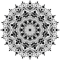 Black and white beautiful mandala design. Beautiful mandala design for coloring book, lace, swirl, henna, tattoo, logo, frame, card, pattern, background and  wallpaper. 