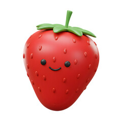 Playful 3D Strawberry Illustration with a Cheerful Expression isolated