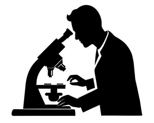 Microscope science equipment vector silhouette illustration isolated on white background