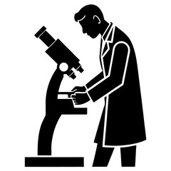 Microscope science equipment vector silhouette illustration isolated on white background