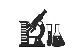 Microscope science equipment vector silhouette illustration isolated on white background