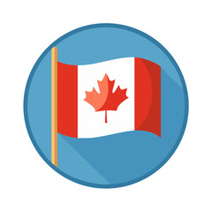 Canadian flag with red maple leaf in flat modern style