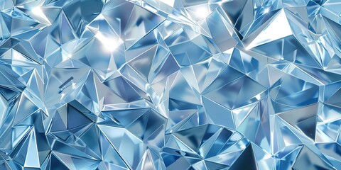 Isolated in white background,3d rendering, abstract faceted crystal background, iridescent blue texture, triangles, geometrical crystallized wallpaper, modern fashion concept