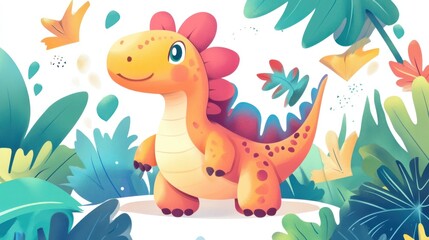 Cute dinosaur in a lush jungle (183)