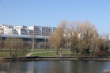 view of spring landscape park, South Butovo, Moscow, April 2025, 2