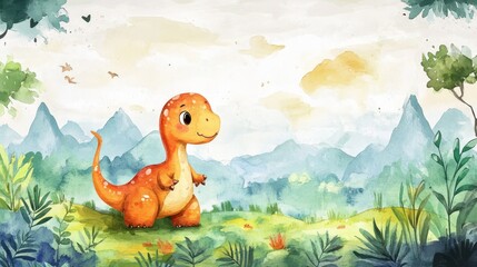 Cute dinosaur in a lush landscape (11)