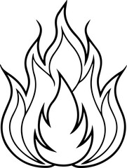fire and flames outline vector illustration line art