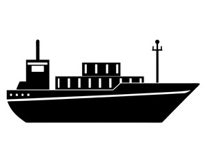 Obraz premium Cargo ship vector silhouette illustration isolated on white background