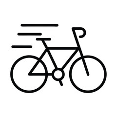 Fototapeta premium Black Bicycle Speed Icon Outline with Motion Lines On Transparent Background