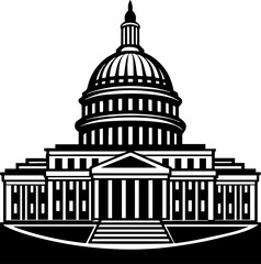 united states capitol hill building silhouette vector illustration