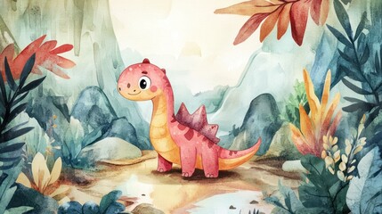 Cute dinosaur in a lush prehistoric forest (4)