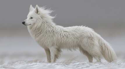Obraz premium Captivating arctic fox in winter wonderland showcasing resilience survival and beauty in snowy landscapes wildlife animal photography