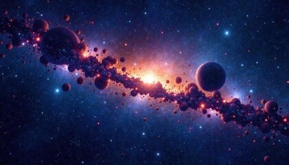 Fototapeta premium Celestial bodies in the dark night sky with stars and galaxies , galaxies, stars, space
