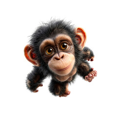 Adorable Baby Chimpanzee Looking Down, 3D Render