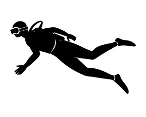 Fototapeta premium Scuba Diving vector silhouette illustration isolated on white background