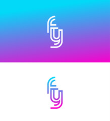 Abstract FY monogram logo design, gradient, vibrant, modern, stylish, initial, letters, branding