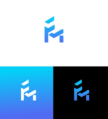 Fototapeta premium Abstract Modern FM Logo Design Blue Gradient, Monogram, Branding