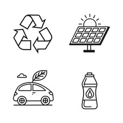 This vector set features a variety of green ecology icons and symbols for web design and business illustration, including recycle and eco signs