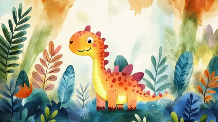Cute dinosaur in a vibrant jungle (3)