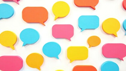 Seamless pattern of colorful speech bubbles on white background, kids, texture