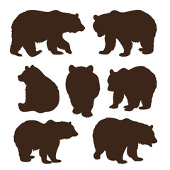 Minimalistic Bear Silhouette Set.