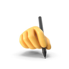 3d hand holding Black pencil Supermarket basket red 3d render realistic