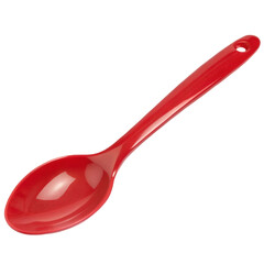 Plastic Spoon Red isolated on transparent background Generative Ai.
