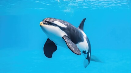 Obraz premium Orca swimming in clear blue water