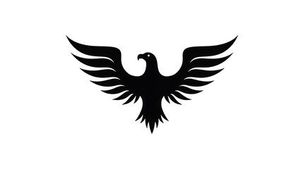 Obraz premium minimalist_black_eagle_emblem_with_outstretched_wings_centered_on_pure_white_background