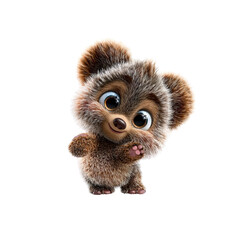 Adorable 3D Rendered Baby Bear Cub Waving Hello