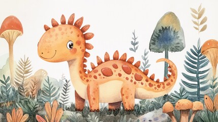 Cute dinosaur in a whimsical forest (1)