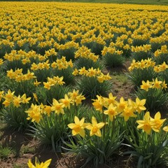 Obraz premium field of yellow flowers, field of dandelions, yellow flowers in the garden