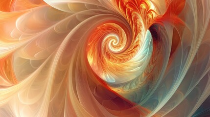 Fototapeta premium Abstract spirals of color floating freely against a white background, representing imaginative thoughts and creativity, with space for text
