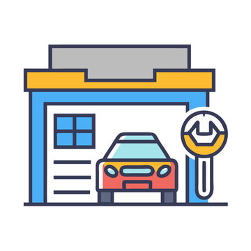 Auto Repair Garage Icon Representing Vehicle Service and Maintenance