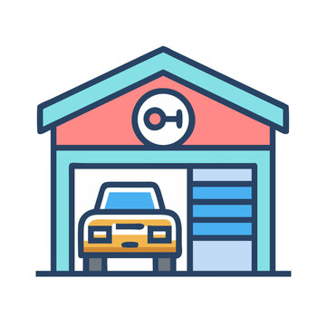 Auto Repair Garage Icon Representing Vehicle Service and Maintenance