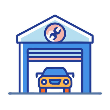 Auto Repair Garage Icon Representing Vehicle Service and Maintenance