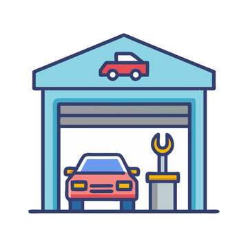 Auto Repair Garage Icon Representing Vehicle Service and Maintenance