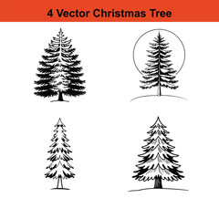 Obraz premium Minimalist Black and White Christmas Tree Silhouette,Christmas tree silhouette vector.