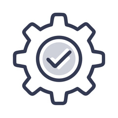 Obraz premium Gear with Checkmark Icon Representing System Efficiency and Successful Completion