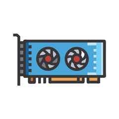 Fototapeta premium GPU Graphics Card Component Icon Representing High-Performance Graphics and Processing