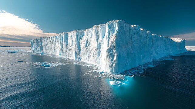 Snowy Mountain Glacier Creates Mirror Image In Frozen Lake Photo