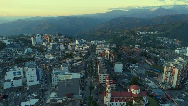 Aerial View Manizales Cathedral Replica Pull Back Shot