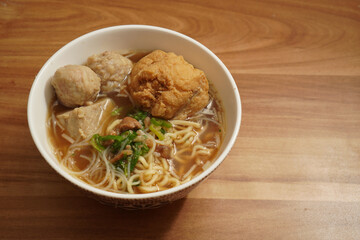 meatball noodles with tofu, typical Indonesian food