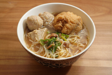 meatball noodles with tofu, typical Indonesian food