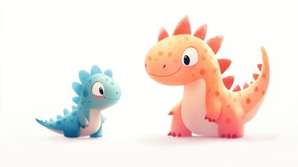 Fototapeta premium Cute dinosaurs, a small and a large