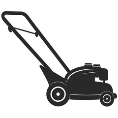 Lawn Mower vector silhouette illustration isolated on white background