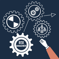 Hand Holding Digital Icons Representing Risk Management and Assessment on a Dark Background: A Symbol of Business Strategy and Control