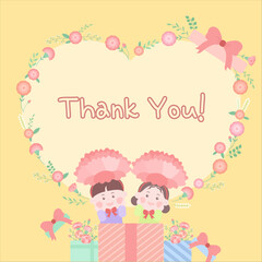 카네이션과 다양한 선물로 꾸며진 카드