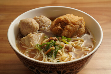 meatball noodles with tofu, typical Indonesian food