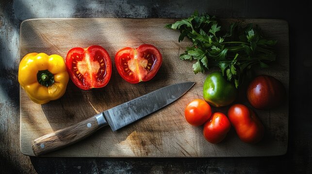 Farm-to-Table Freshness, Vivid Vegetables on a Wooden Cutting Board